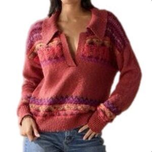 Sundance Calder Fair Isle Sweater Warm Fall Winter Colors Wool Cotton XXL